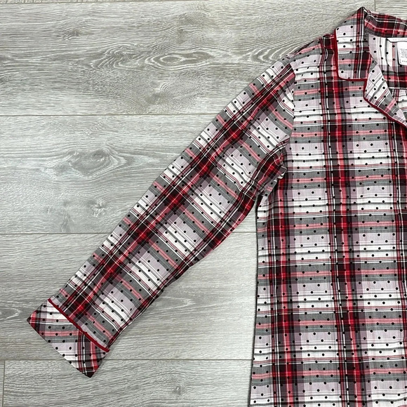 Victoria’s Secret Button Front Sleep Shirt Nightgown Plaid Polka Dot M - Picture 4 of 16